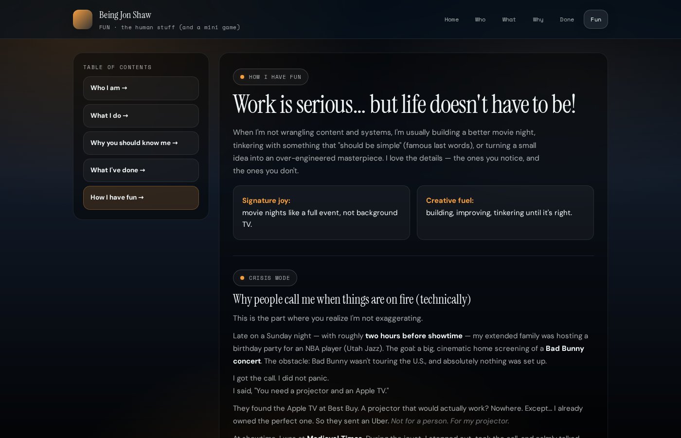 Being Jon Shaw — fun page